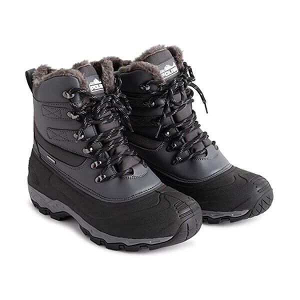 POLAR Mens Waterproof Outsole Deep Tread Fully Faux Fur Lined Winter Durable Snow Boots